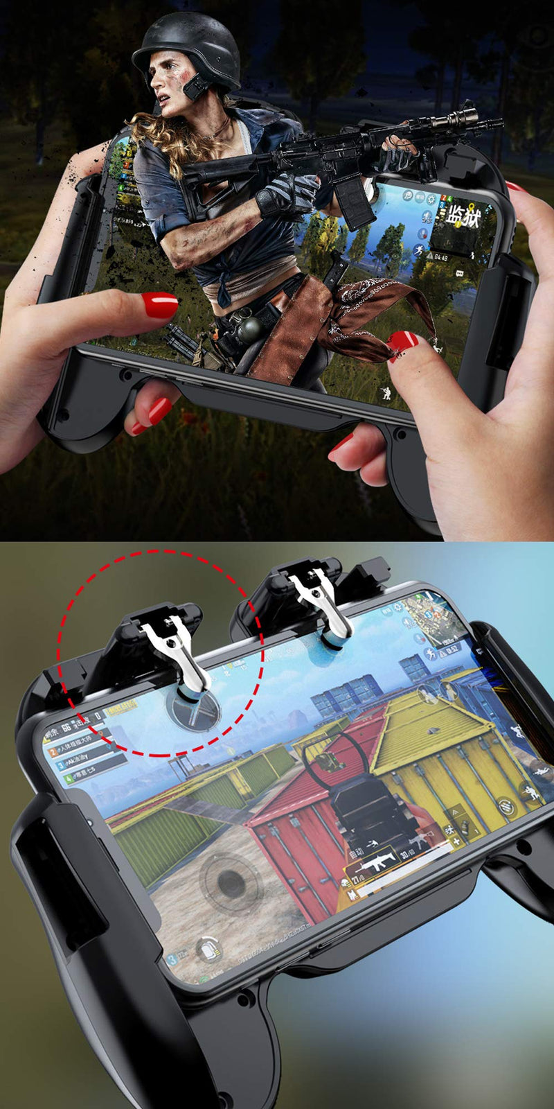 Mobile Phone PUBG Game Controller L1R1 Shoot and Aim Trigger Joystick Ergonomic Gamepad for PUBG Mobile/Knives Out,Phone Gaming Controller for 4.7''- 7.0'' Android & iOS (H6) H6