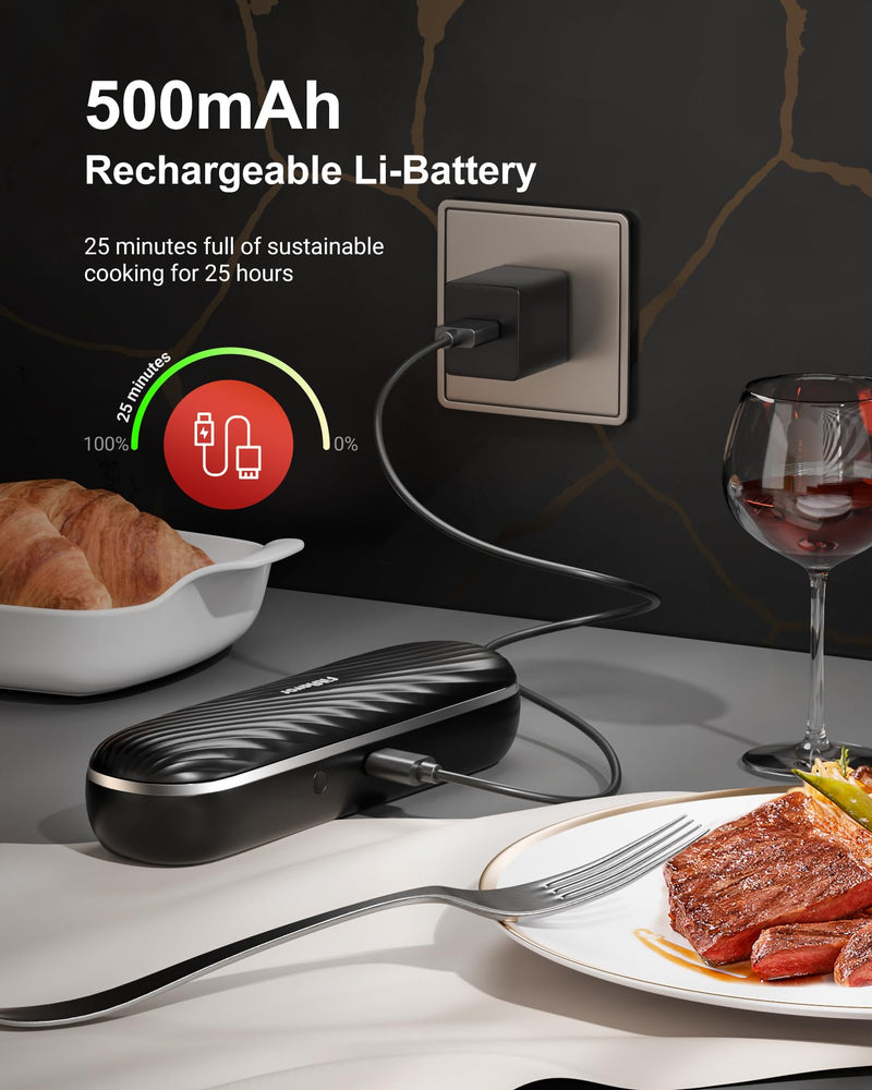 500ft Bluetooth Wireless Meat Thermometer for Smoker, Fitflavor Digital Grill Meat Thermometer Wireless for Grilling BBQ Cooking Oven Rotisserie, Rechargeable Battery, IP67 Waterproof (FNT11-3)
