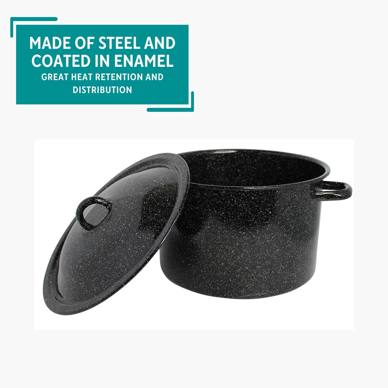 MIRRO 7.75qt Enamel Stock Pot, Black 7.8 Quarts