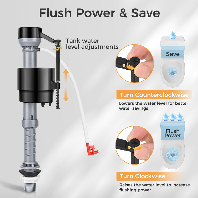 Universal Toilet Flusher Replacement Kit, Toilet Fill Valve and 2-Inch Flapper Replacement Kit, Toilet Parts Inside Tank Kit, Adjustable, Quiet and Easy to Install (2-Pack)