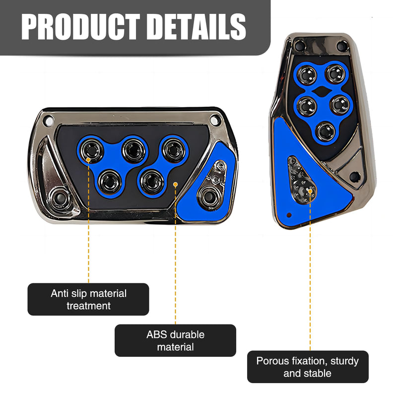 2 PCS Car Transmission Brake Pedal Cover, 2.55In x 5.11In Automatic Pedal Pad, 5.31In x 3.11In Anti-Slip Vehicle Foot Treadle, Universal Waterproof Accessories for Most Cars (Blue) 2 PCS Blue