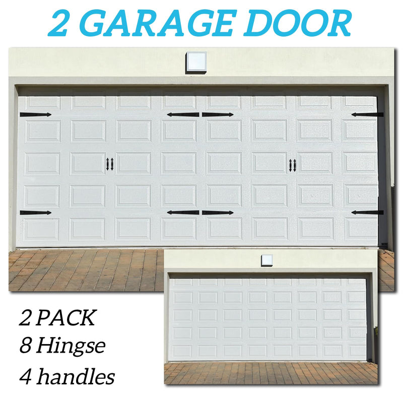 Magnetic Garage Door Hardware,Garage Door Magnetic Decorative Hardware 8 Hinges + 4 Handles for Iron Door,Easy Install,Durable & Waterproof (Classics Style,2 Pack) Traditional