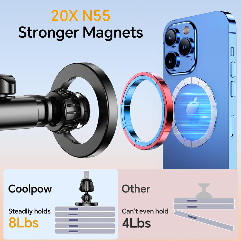 for iPhone MagSafe Car Mount【 Windshield + Vent + Dash 】 Window Magnetic Phone Holder for Car Magsafe Suction Mount【360° Rotation】 Dashboard Car Phone Holder Mount for iPhone 15 14 13 12 Pro Max Plus