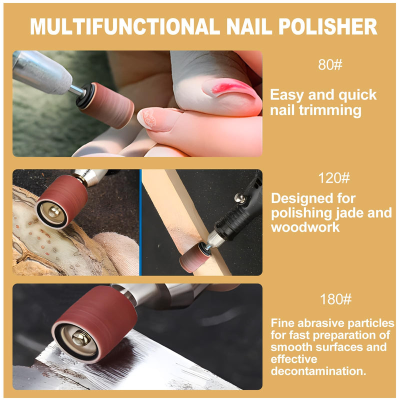 LPZMPZ 242 Pcs Sanding Sleeves Nail Cutter with 80/120/180 Grit | Sanding Cylinder Compatible with Dremel Rotary Tool Sanding Attachments, for 240 Sanding Sleeves + 2 Sanding Drums