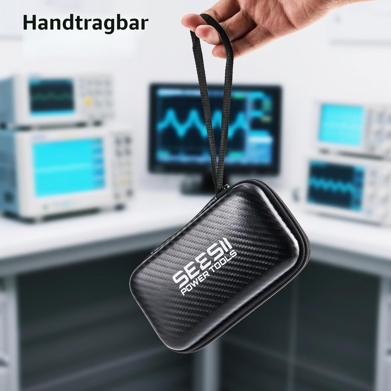 Seesii 4 Inch Protective Case for NanoVNA-H4 & TinySA Ultra: EVA Hard Case with Custom Fit Foam for Antenna and Spectrum Analyzer, Waterproof Shockproof Design with Carrying Strap Improved