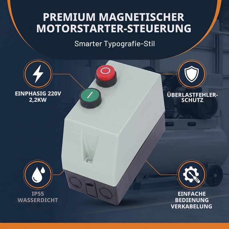 Magnetic Electric Motor Starter IP55 Waterproof Motor Protection Magnetic Switch Box Single Phase 220-230V 3 Phase 380-400V Motor Circuit Breaker