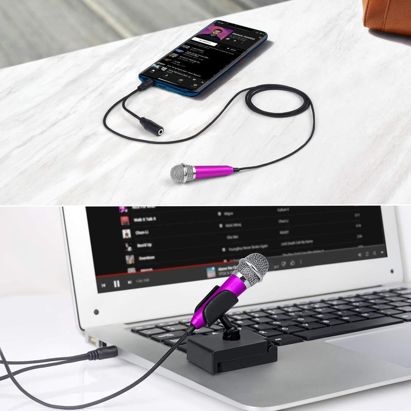 Mini Portable Vocal/Instrument Microphone for Voice Video Recording Singing,Vlogging, Podcasting, Tiny Microphone for iPhone Android Phone Computer Latop Notebook Tablet iPad(Rose Red) Rose Red