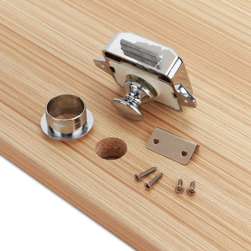 10 PCS Push Button Latch Cabinet Door Catch Keyless Cupboard Locks Zinc Alloy&ABS for RV Yachts Motorhome Camper Caravan Electroplated Silver-10PCS