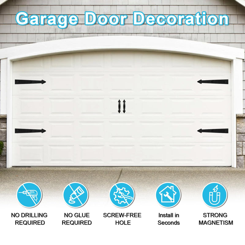 Magnetic Garage Door Hardware,Garage Door Magnetic Decorative Hardware 8 Hinges + 4 Handles for Iron Door,Easy Install,Durable & Waterproof (Classics Style,2 Pack) Traditional
