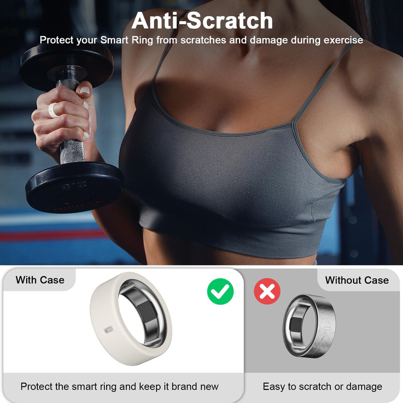 Ring Cover Compatible with Oura Ring Gen 4/3/4 Ceramic/Ceramic/Ultrahuman | Silicone Abrasion Resistant Elastic Protective Case Accessory for Oura Protector Protection Men Women 4Clear + 4 Polar Star S for 4/5/6/7