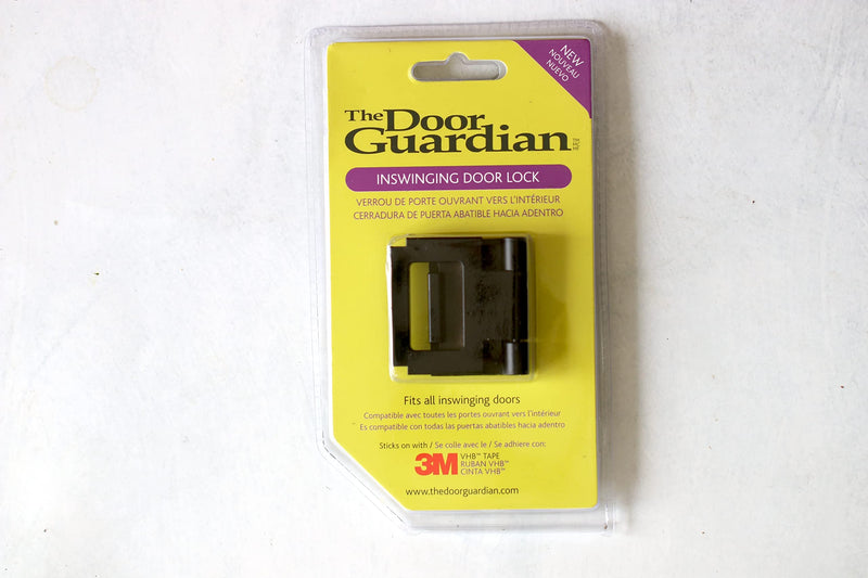 The Door Guardian - Door Lock for in-Swinging Doors, Home Security Latch Device, Childproof, Easy to Install (Black) Black
