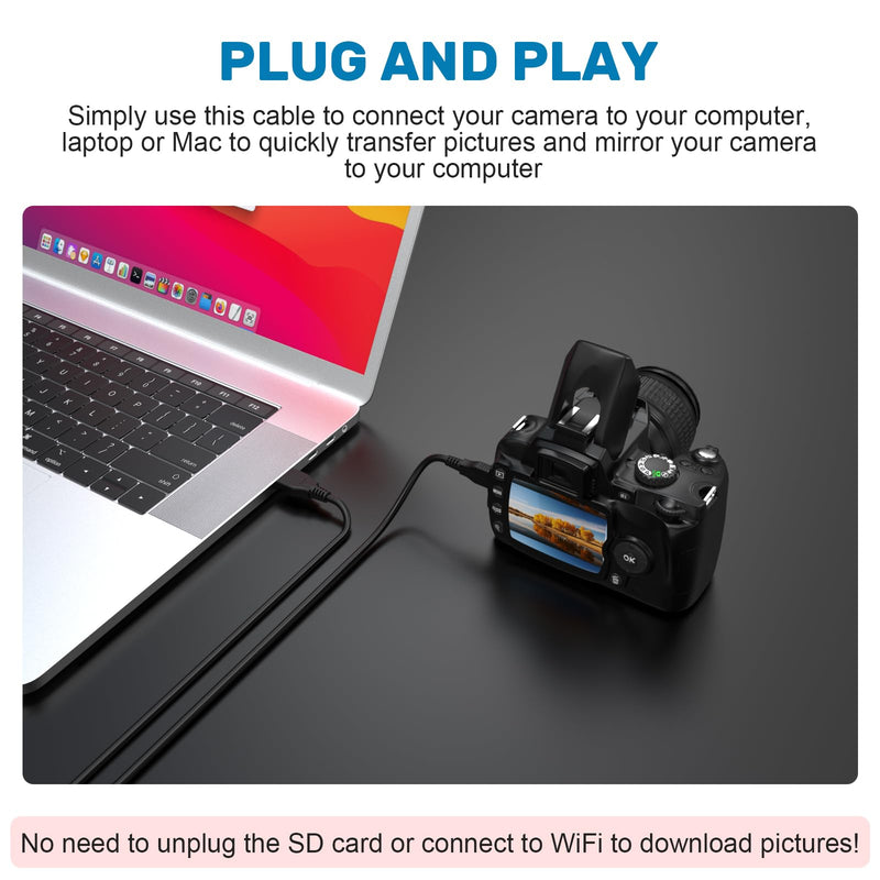 UC-E24 USB Cable Compatible with Nikon ZFC, Z6, Z7, D6, D780, OM-D E-M1 Mark III, for Canon EOS R, RP, R3, GX7, 3, R5, R6 Cameras