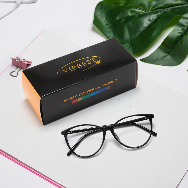 Blue Light Blocking Glasses for Women and Men Oval Cat Eye Computer Gaming Eyeglasses Black