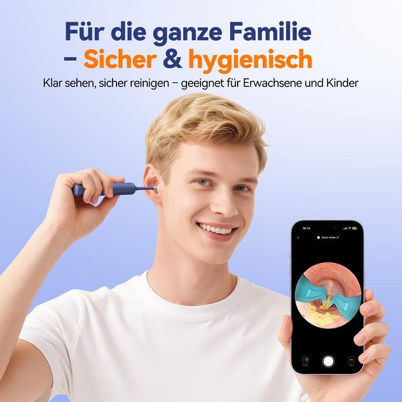 Ear Wax Remover Otoscope: 1920P HD WiFi Flexible Ear Cleaner with Camera - 2025 New 360° Wide Angle Ear Cleaner with Light for Ears/Nose/Neck Examinations Otoscope for Adults Children
