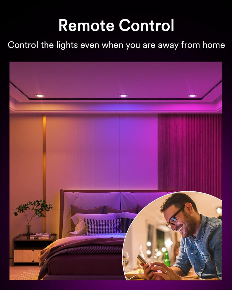 Lumary 3 Inch Smart Recessed Lighting WiFi Bluetooth Smart LED Recessed Lights 7W 350LM LED Wafer Downlight with Junction Box Compatible with Alexa/Google Assistant(1 Pack) 1Pack