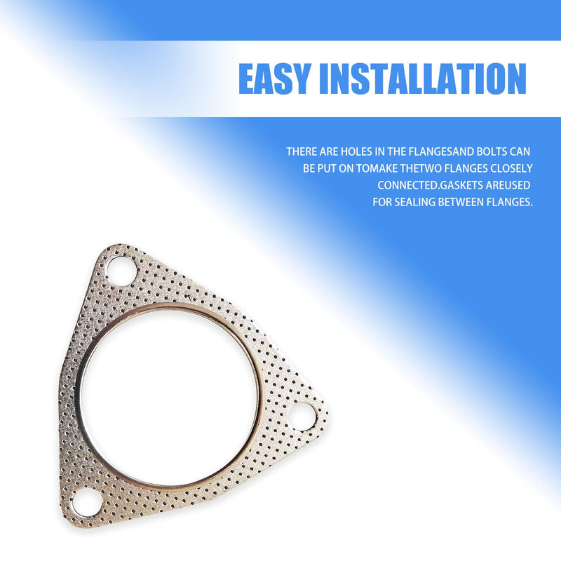 2 PCS Car Exhaust Pipe Gasket, 2.48" Asbestos Resistant High Temperature High Pressure Three-hole Exhaust Flange Sealing Gasket, Modification Replacement Accessories, for Most Models (Silver) 2 PCS #2.48" Silver