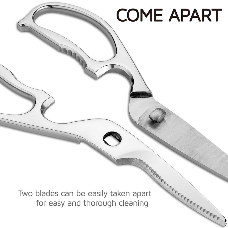 Come Apart Kitchen Shears by WELLSTAR, Multi-purpose Heavy Duty German Stainless Steel Food Scissors for Cutting Meat Poultry Chicken Vegetable, Durable One Piece Construction, Mirror Finish