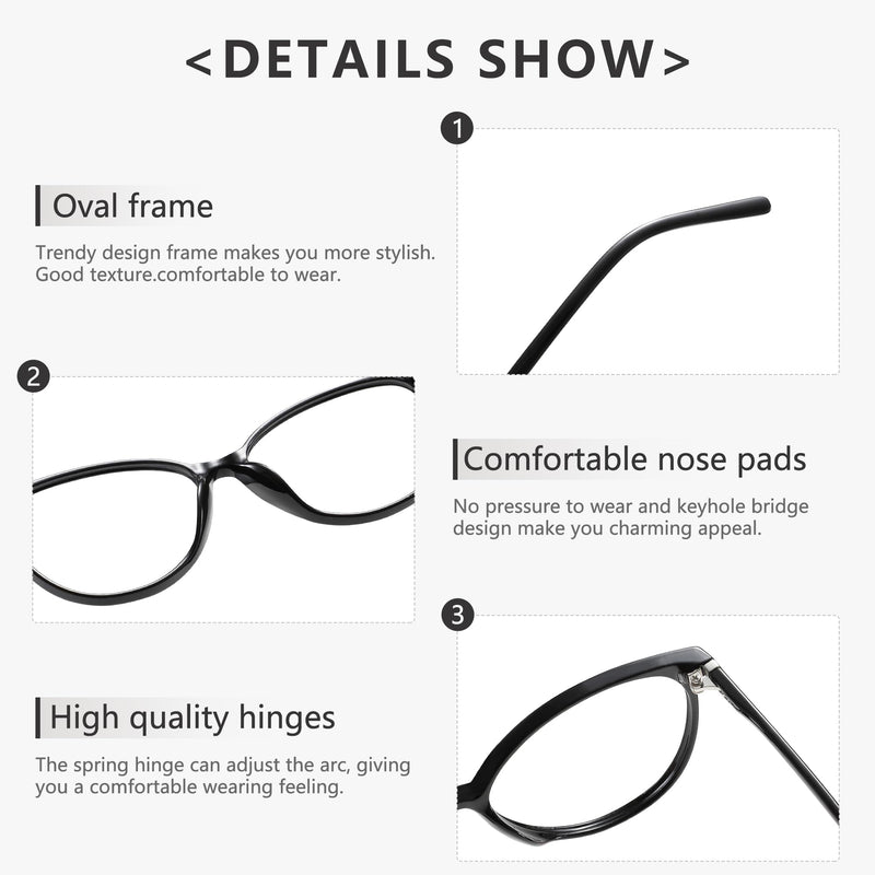 Blue Light Blocking Glasses for Women and Men Oval Cat Eye Computer Gaming Eyeglasses Black