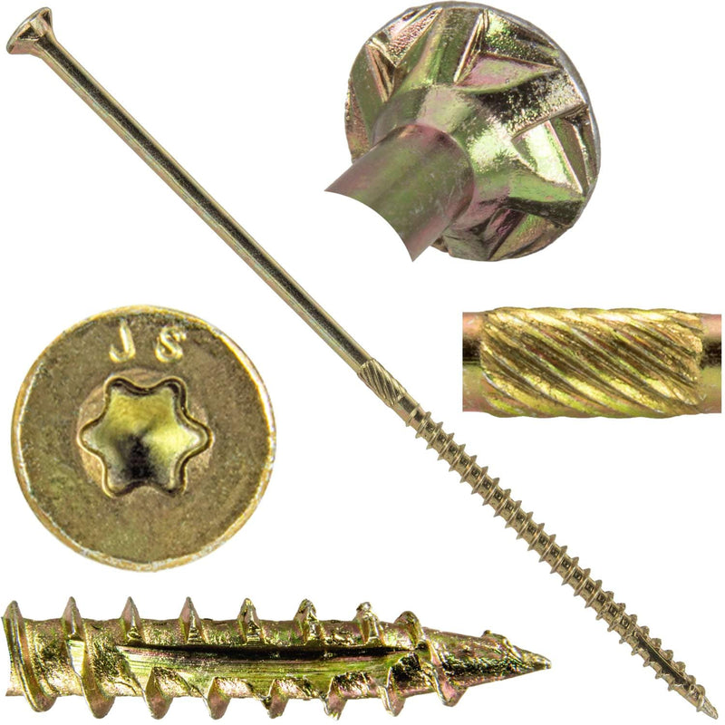 Jake Sales #10 X 6 Gold Star Wood Screw Torx/Star Drive Flat Head - Multipurpose Screws (1 Pound - 33 Approx. Count) #10 X 6" 1 POUND - 33 Approx. Screws