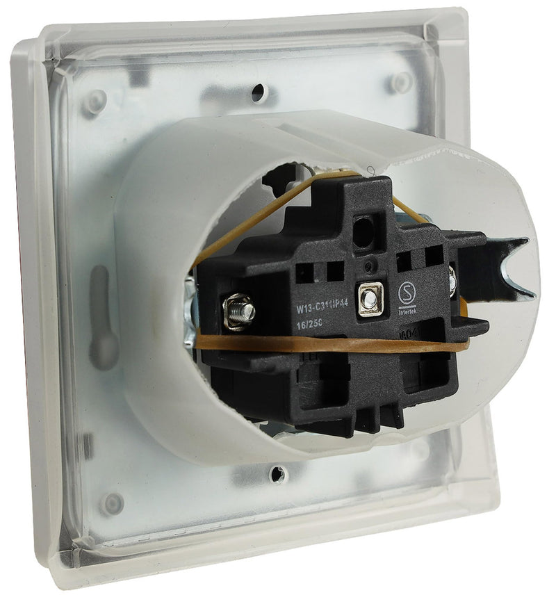 DELPHI socket flush-mounted IP44 outside inside with seal hinged lid 250V 16A earthing contact socket bathroom kitchen with increased contact protection white