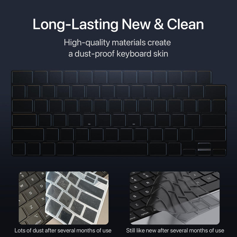 Premium Keyboard Cover Protector, Ultra Thin Keyboard Skin for 2023 MacBook Air 15" M2 A2941, MacBook Pro 14"/16" M3/M2/M1 A2918 A2992 A2991 A2779 A2442 A2780 A2485, MacBook Air 13" M2 A2681 Translucent