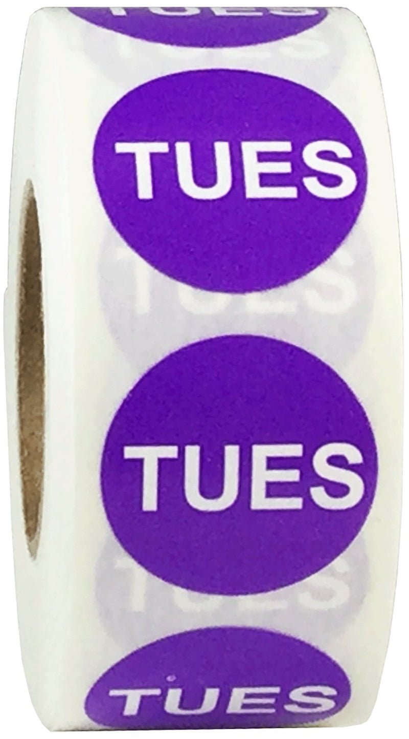 Purple Tuesday Circle Dot Stickers, 3/4 Inch Round, 500 Adhesive Labels on a Roll for Scheduling, Organization, Task Management, and Inventory - Made in the USA