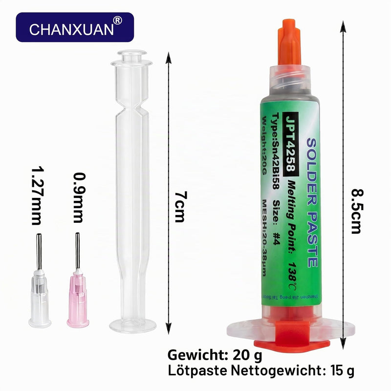 Lead Free Soldering Paste 20g Sn42 Bi58 Syringe Soldering Paste Flux | No-Clean Low Temperature 138°C Solder Paste, Solder Paste, Solder Flux Tin Paste for BGA SMD PCB LED Mobile Phone Soldering