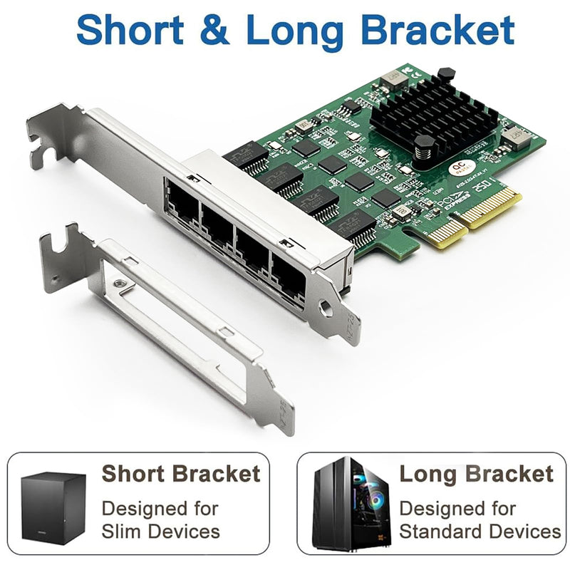 ipolex 2.5G Ethernet Card 4 Port NIC Network Adapter Realtek RTL8125BG Controller, Quad RJ-45 Port, PCI Express Gigabit Ethernet Card Support Windows/Windows Server/Linux/Ubuntu/Centos/Vmware 2.5G RTL8125 4xRJ45