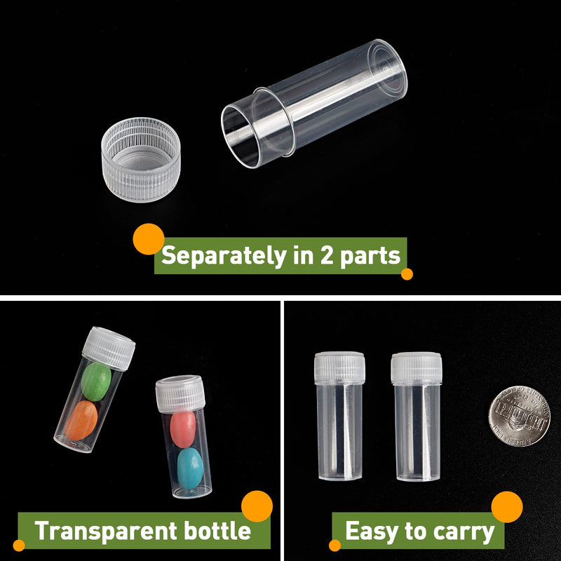 120 Pieces 5 ML Plastic Sample Bottles Vial Storage Mini Clear Storage Case with Lid Vial Storage Container Test Tube for Small Items (Pack of 2) 120 Count (Pack of 2)