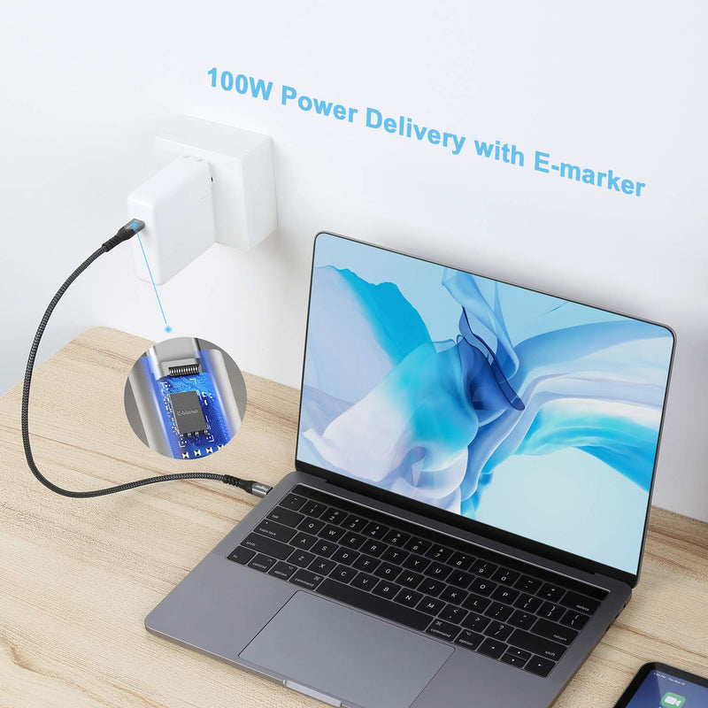 Fasgear USB C to USB C Cable 1.6ft, Type C USB 3.1 Gen 2 10Gbps 4K@60Hz Output 5A 100W Fast Charge Power Delivery (PD),for PD Docking Station,T5 LaCie SSD,Hard Drives,MacBook Pro,iPad Pro 2018,Black Black