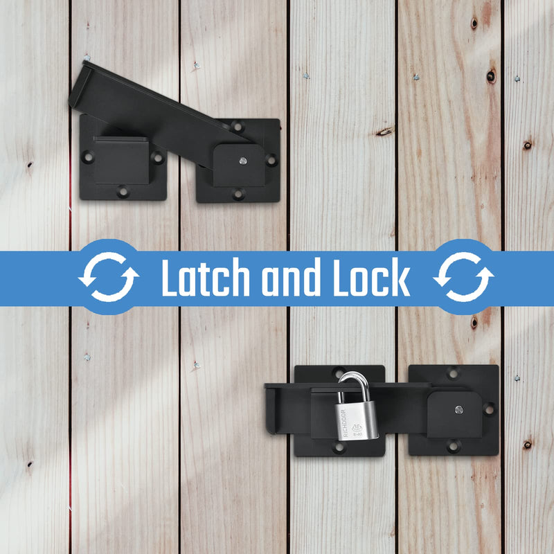 7.5" Flip Gate Latch Lock with Padlock Holes 1Pack, 4mm Heavy Duty Aluminum Alloy Door Latch for Outdoor Wooden Fence, Swing and Sliding Open Gate, Double Gate, Barn Door, Shed, Vinyl Fence 1