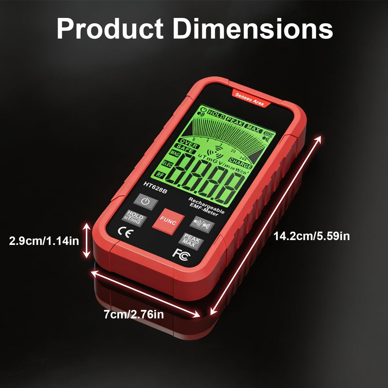 3-in-1 EMF Meter & Detector, Portable Rechargeable RF EF MF Tester with Sound & Light Alarm, for Home WiFi Signal & Electronics