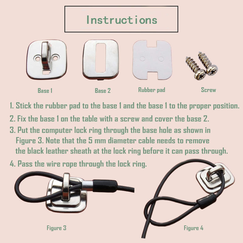 Combination Security Lock Cable for Notebook Laptop Pc Computer Monitor LCD - 2m Cable Black Anchor+sticky Board+laptop Lock