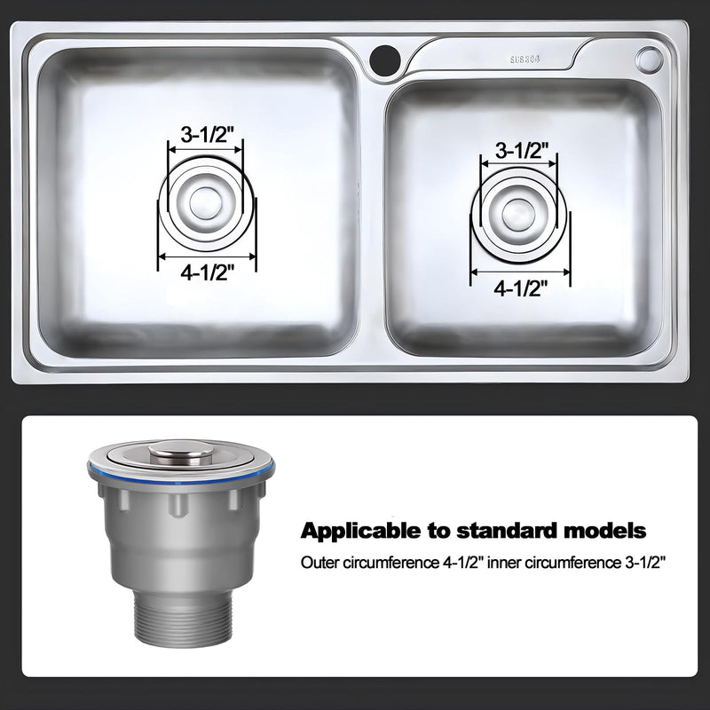 Single Sink Kitchen Drainage Kit Space Saving Flexible Drain Pipe Flexible P-Trap Drain Strainer with 3-1/2 Inch Kitchen Sink Drain Assembly Kit One sink drain kit Gray