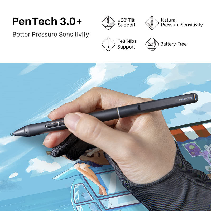 HUION Slim Pen PW550S 9.5mm Diameter for Huion Inspiroy 2/Giano/Keydial/Dial 2, K12/K13/K16(2021)/K22/K24 Series, Kamvas Pro 13 (2.5K)/ Pro 16 (2.5K), Kamvas Pro 16 (4K) Series, Kamvas Pro 24 (4K)
