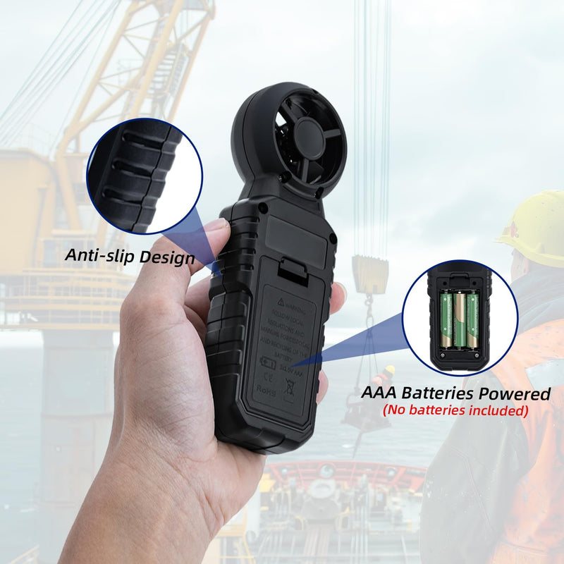 Mcbazel 3 in 1 Handheld Digital Anemometer Wind Gauge Wind Gauge for Measuring Wind Speed Temperature Windchill for HAVC Drone Sailing Fishing