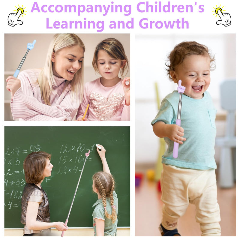 3 PCS Telescopic Pointer Finger Stick,Classroom Finger Pointer Stick Pointers,Kids Reading Finger Pointer Stick,Collapsible Finger Pointing Stick,for School Kindergarten Elementary,Classroom Supplies