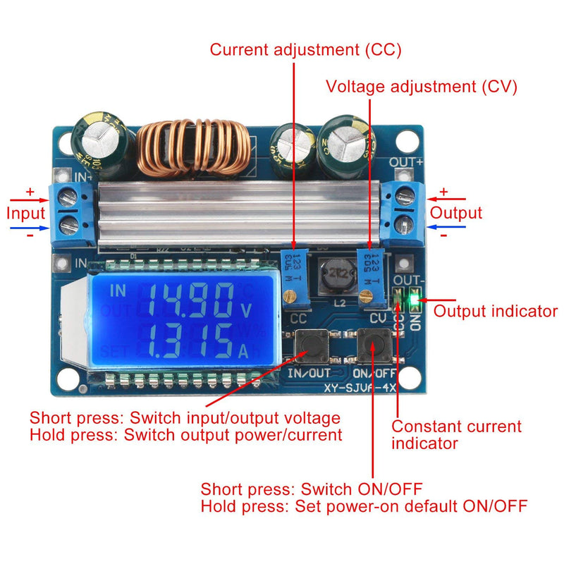 ARCELI Buck Boost Converter Display, Buck Boost Board DC 5.5-30V 12V to DC 0.5-30V 5V 24V Adjustable Constant Current Voltage Step UP Down Voltage Regulator 3A 35W Power Supply Module