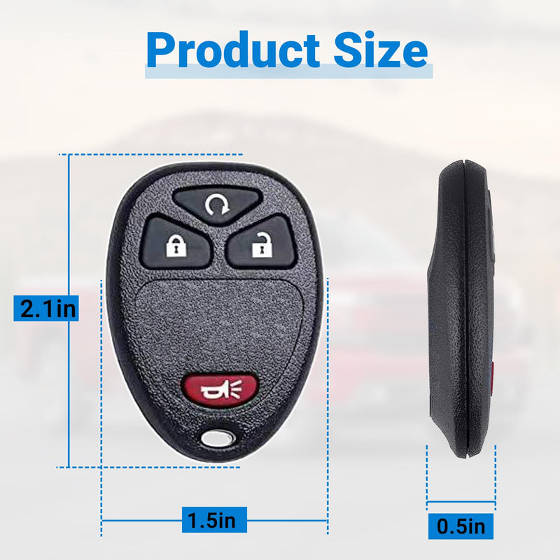 Keyless Entry Remote Car Key Fob Compatible with Chevy Silverado Avalanche Captiva Tahoe Traverse, GMC Sierra Acadia Yukon, 2007-2015 Remote Start Replacement OUC60221, OUC60270 (4-BTN)
