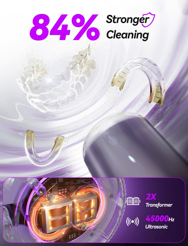 Beser Ultrasonic Retainer Cleaner, 2X Clean, Dental Retainer Machine Pod for Aligner, Nightguard, Mouth Guard, Denture, Oral Dental Care, IPX6, 200ML (White)