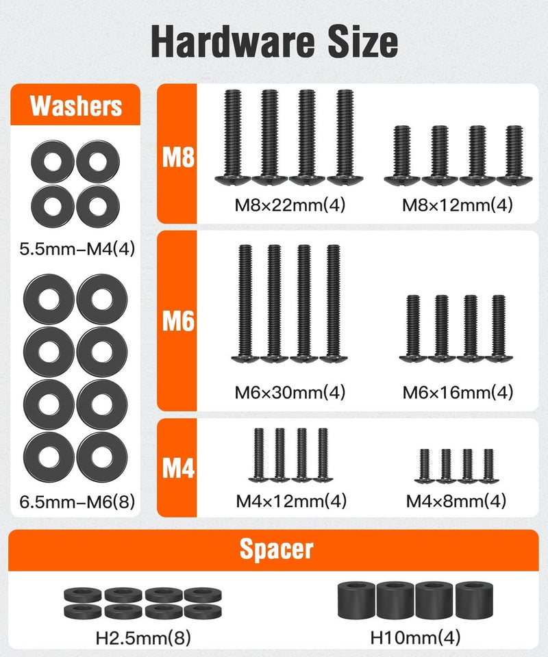 ELIVED Universal TV Mounting Hardware Kit with Box, M4 M6 M8 Screws and Washers Spacers, Replacement Screws Set for Most Flat Curved TV Monitors, YD9041