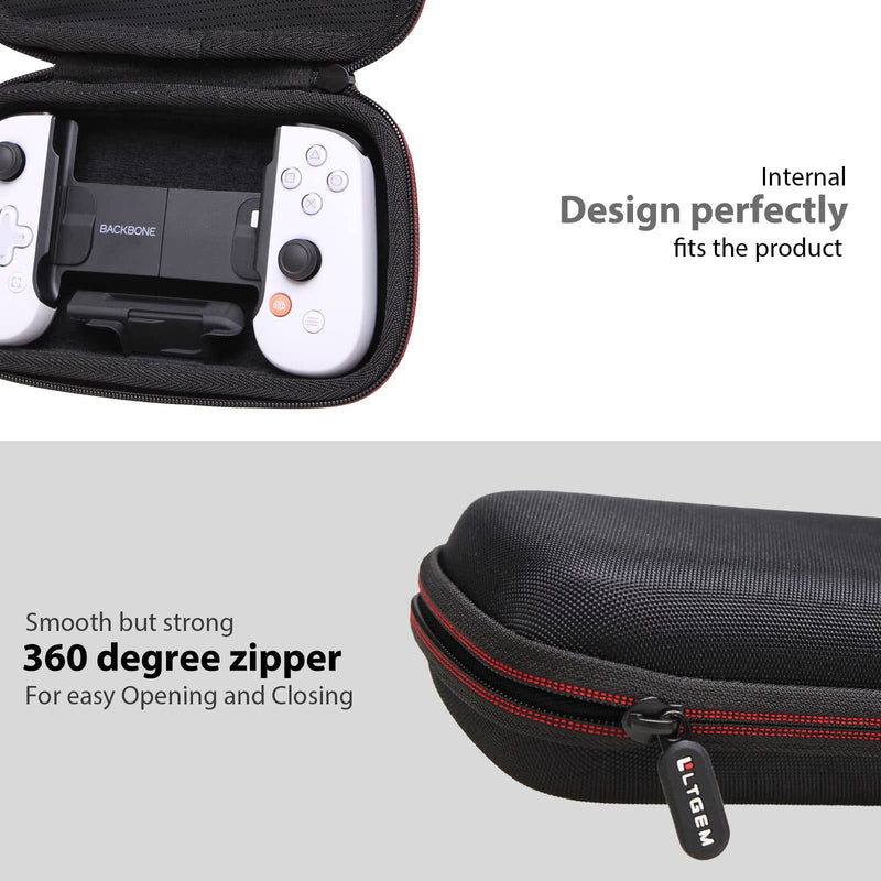 LTGEM Case Compatible with BACKBONE One Mobile Gaming Controller 2nd Gen/1st Gen, Handheld Gaming Console Portable Travel Holder for Cables Power Bank Accessories, Case Only (Black) 1.Black