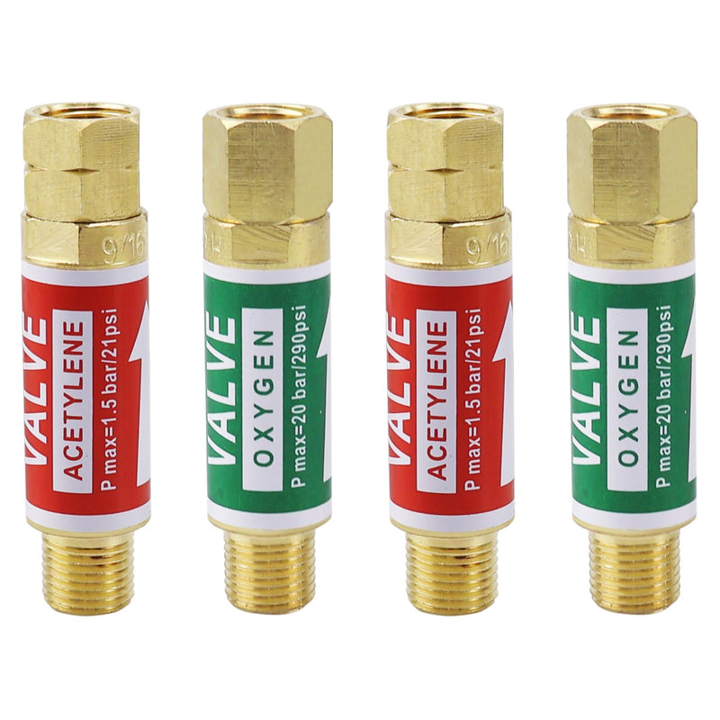 Oxygen Acetylene Flashback Arrestors Set 2-Set, Torch End - Standard "B" 9/16-18UNF Threads Size G-2 Set