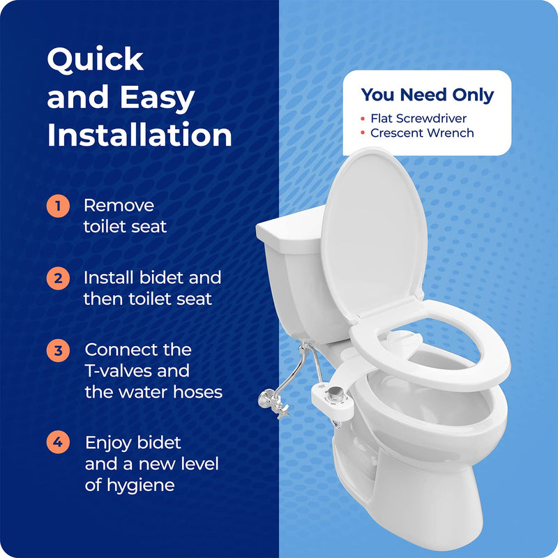 Squatty Potty Refresh-it Dual Stream Fresh Water Bidet Toilet Seat Attachment Non Electric 17 x 4.5 x 9.8 inches