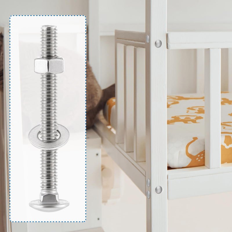 Zonon 25 Sets 5/16-18 x 3" Stainless Steel Carriage Bolts and Nuts Kit Round Head Square Neck Carriage Bolts Screws and Hex Nuts and Flat Washers, Stainless 18-8 Full Thread Coverage (Silver) 5/16-18 x 3" Silver