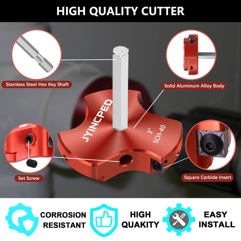 3 Inch PVC Pipe Reamer with Triple Blade,PVC Fitting Saver Socket Saver Plumbing Tool, 3" Plastic Pipe Fitting Reamer for Schedule 40 CPVC ABS Fitting Hub, Fit Standard 1/2" Drills 3 Inch