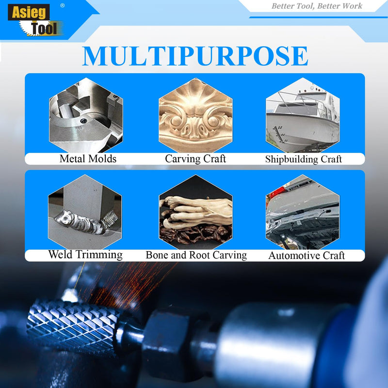 SL-4 Tungsten Carbide Burr Rotary File Taper Shape with Radius End Double Cut with 1/4" Shank for Die Grinder Drill Bit SL-4