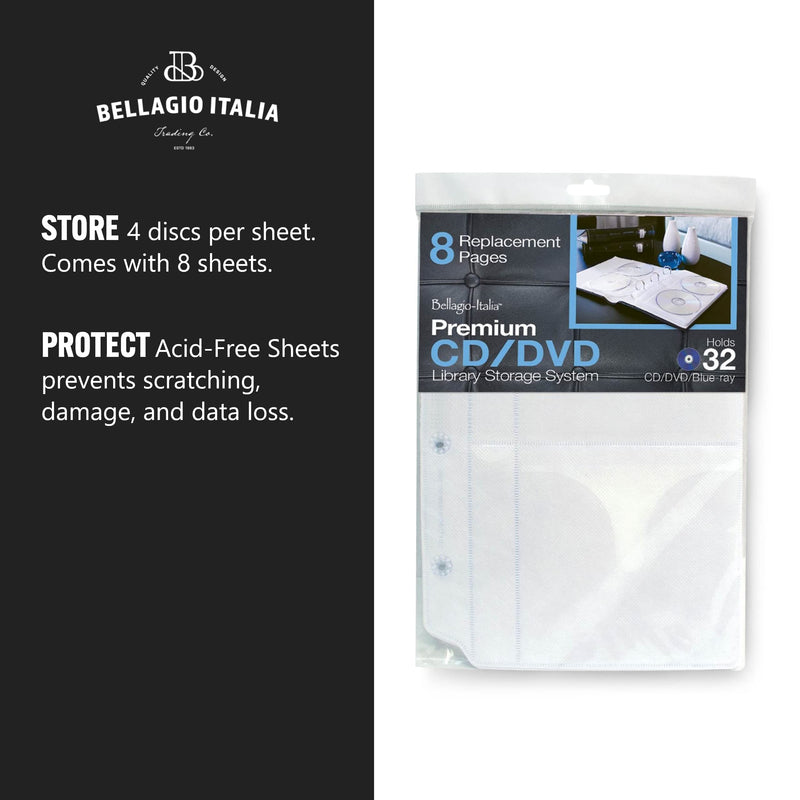 Bellagio-Italia Large DVD Binder Insert Pages Pack of 1