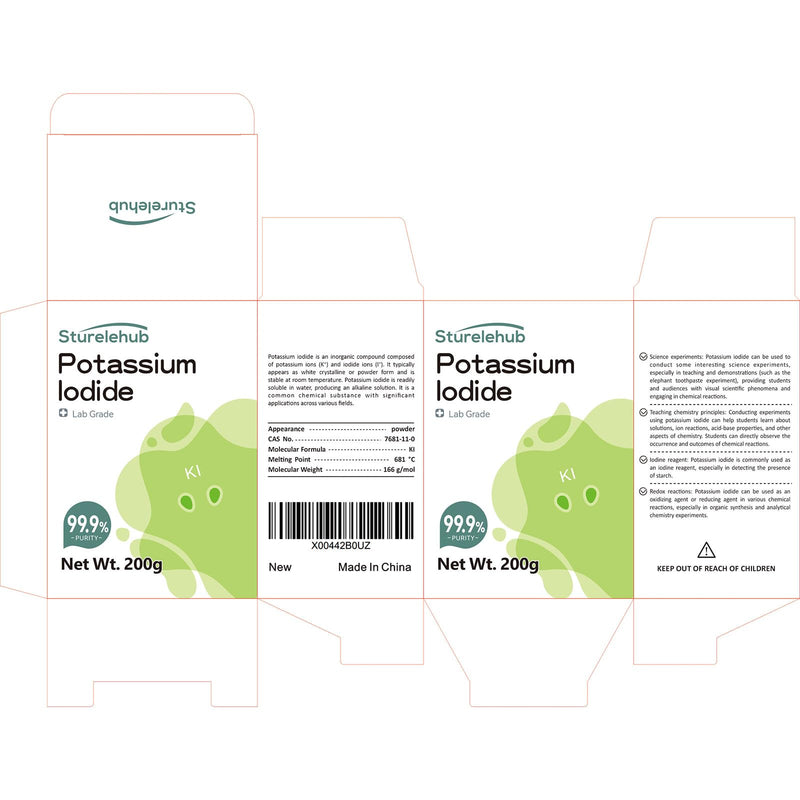 Potassium Iodide, 99.9% Purity, Powder/Crystals, 200g Lab Grade for Elephant Toothpaste, Potassium Iodide Powder for Laboratory Teaching 7.05 Ounce (Pack of 1)