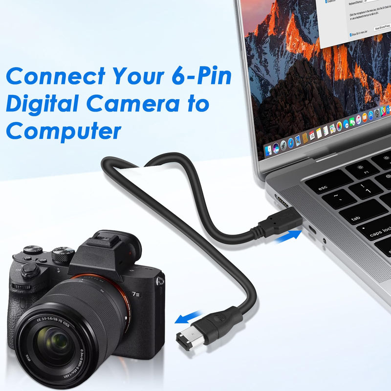 Firewire to USB Adapter Cable 6-Pin IEEE 1394 Male to USB 2.0 Male Converter Firewire 400 1394-a to USB A Connector Cord for Printer Scanner Hard Disk (Not Compatible with Sound Card) 5.9FT USB M/6-Pin 1394 M USB to 6-Pin 1394